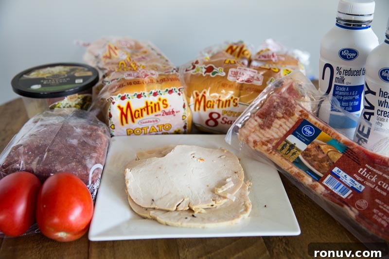 Kentucky Hot Brown Burger Recipe on the Big Green Egg 3 Burger ingredients and potato rolls
