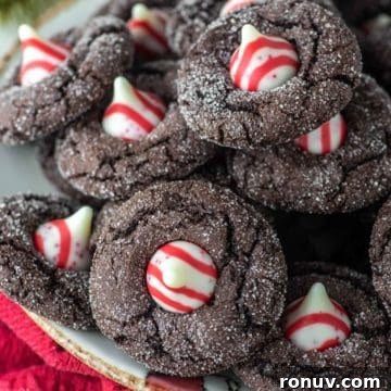 chocolate peppermint blossoms stacked on plate