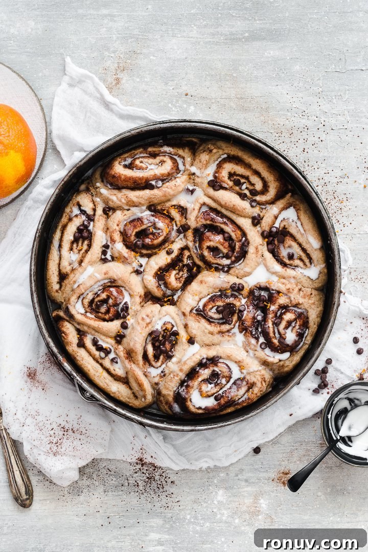 Vegan Chocolate Orange Cinnamon Rolls 3 Baked vegan cinnamon rolls