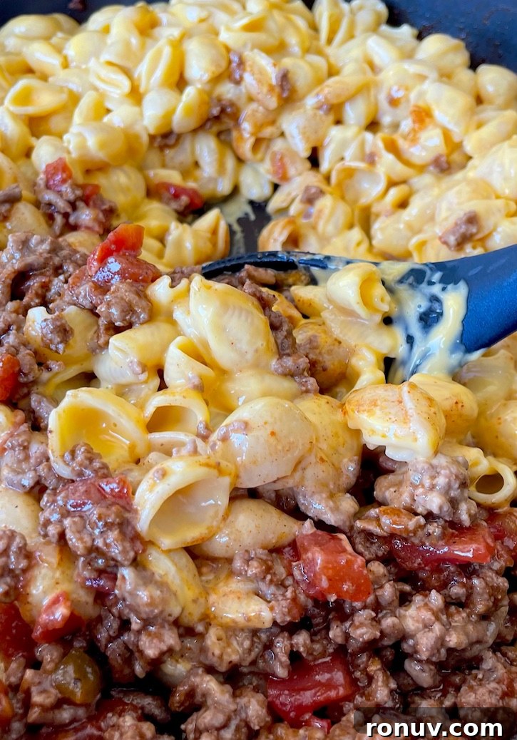 Quick Taco Macaroni and Cheese Dinner Recipe 8 Are you looking for comfort food ideas to impress your family? My kids go nuts for this Taco Macaroni and Cheese Dinner! Just combine seasoned ground beef with your favorite boxed macaroni and cheese. We prefer Velveeta, but any of them are a great choice! My picky eaters love anything and everything pasta, and this main dish is by far their favorite.