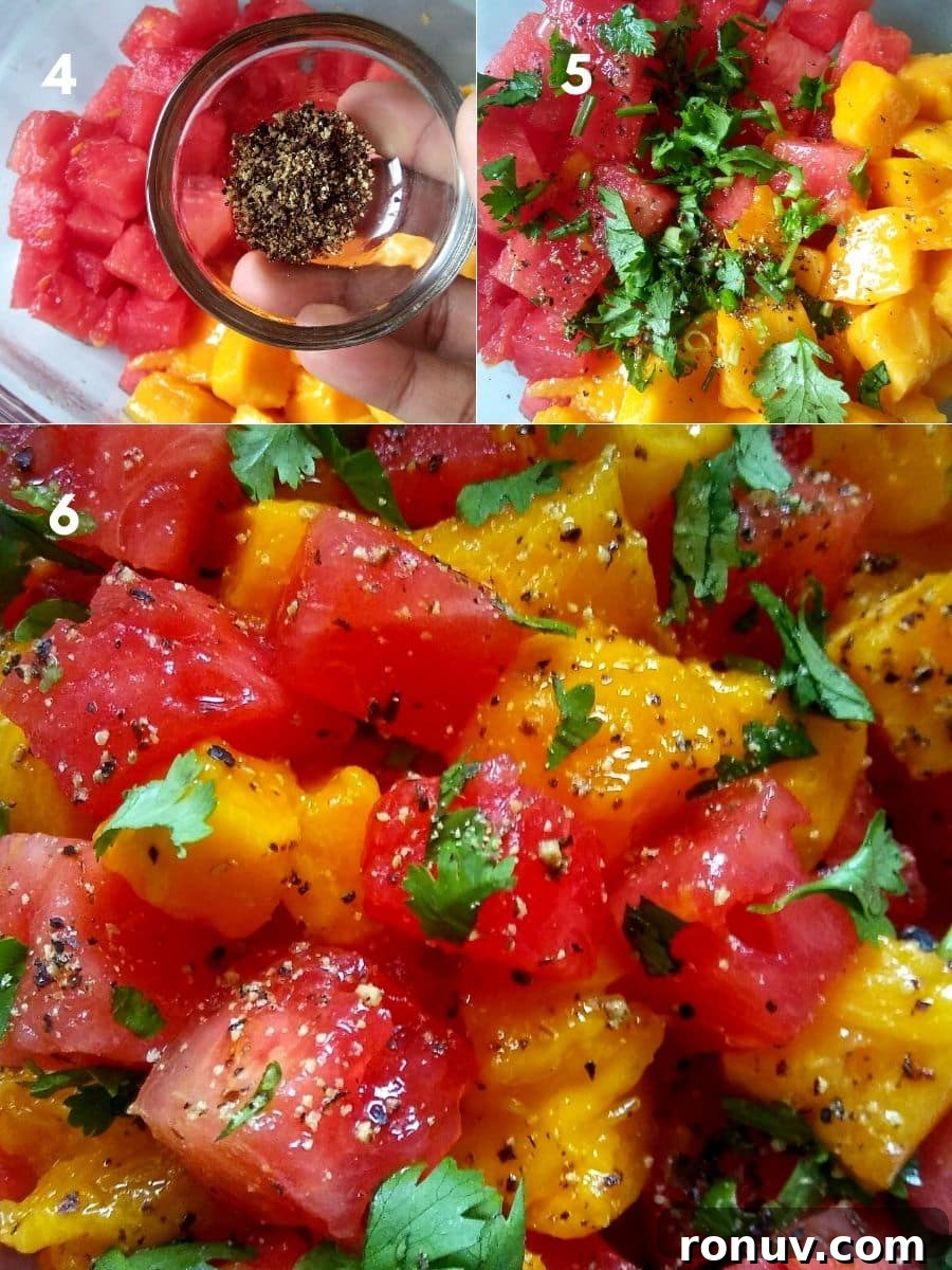 Watermelon and Mango Salad Recipe with Mint and Lime 4 Watermelon Mango Salad Recipe Steps