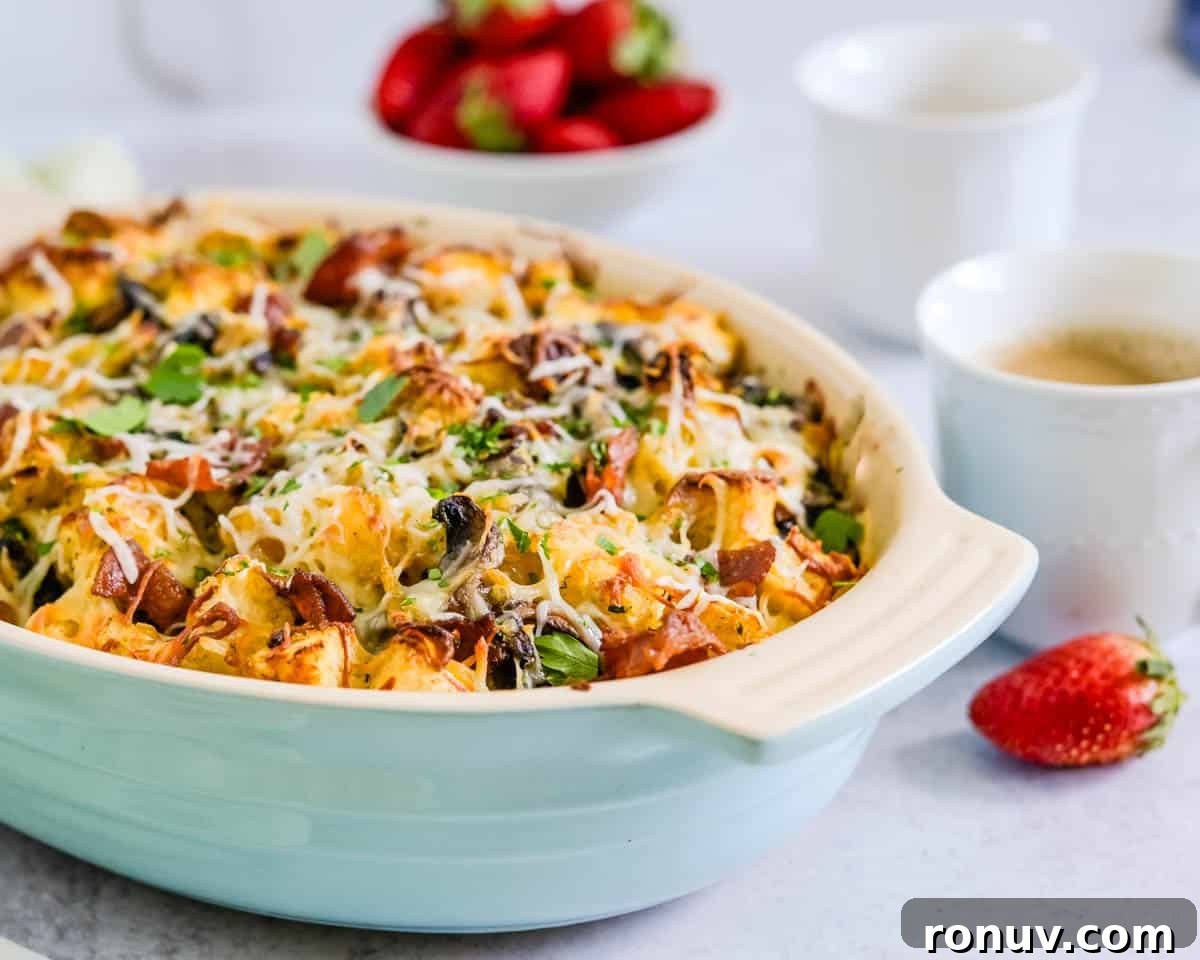 Overnight Bacon and Egg Strata Recipe 2 Bacon breakfast strata for brunch.