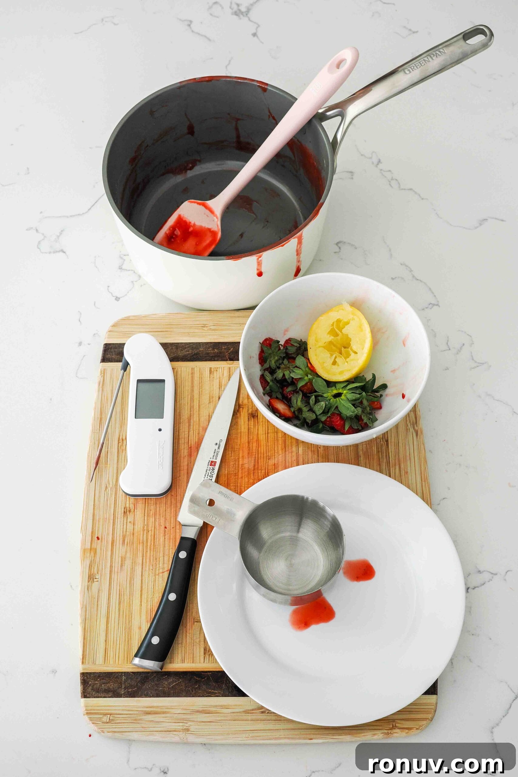 How to Make Small-Batch Strawberry Jam 11 Dishes used to make small batch strawberry jam.