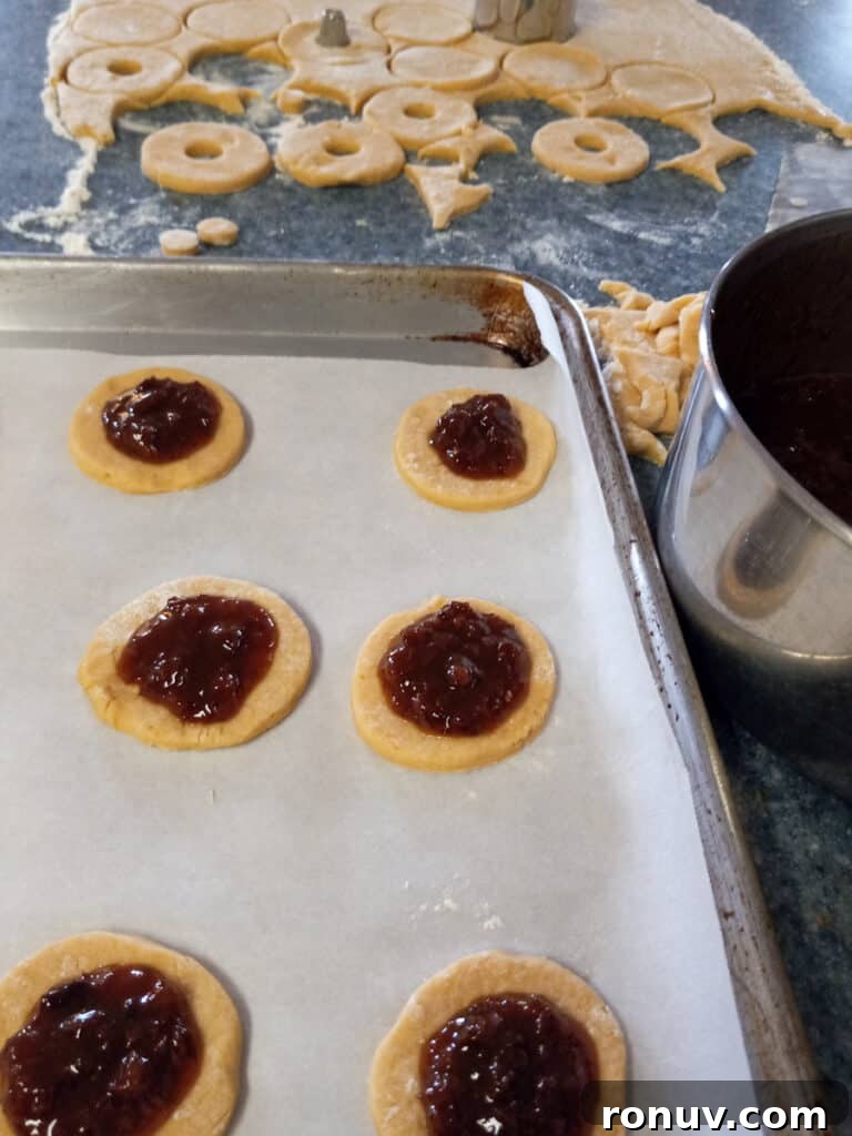 Amish Raisin-Filled Cookies: Old-Fashioned Homestyle Recipe 7 cookie circles on tray with raisin filling