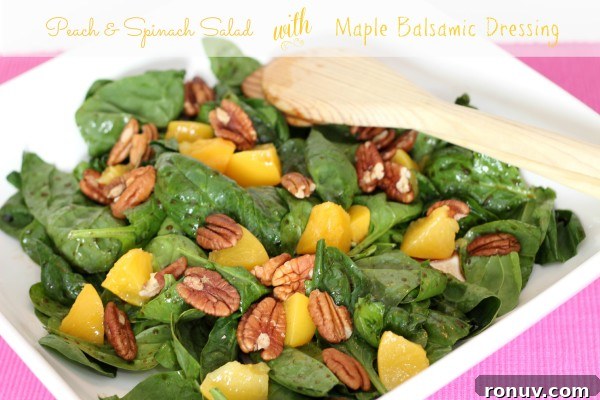 Maple Balsamic Peach and Spinach Salad 2 peach and spinach salad
