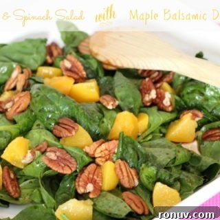 Maple Balsamic Peach and Spinach Salad 3 Peach & Spinach Salad with Maple Balsamic Dressing