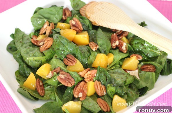 Maple Balsamic Peach and Spinach Salad 4 peach and spinach salad